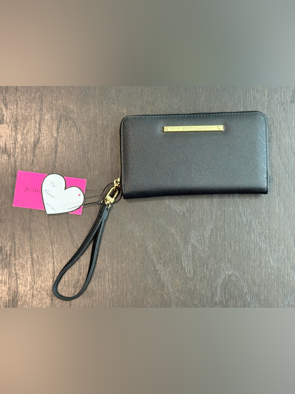New Black Wristlet Wallet by Betsey Johnson